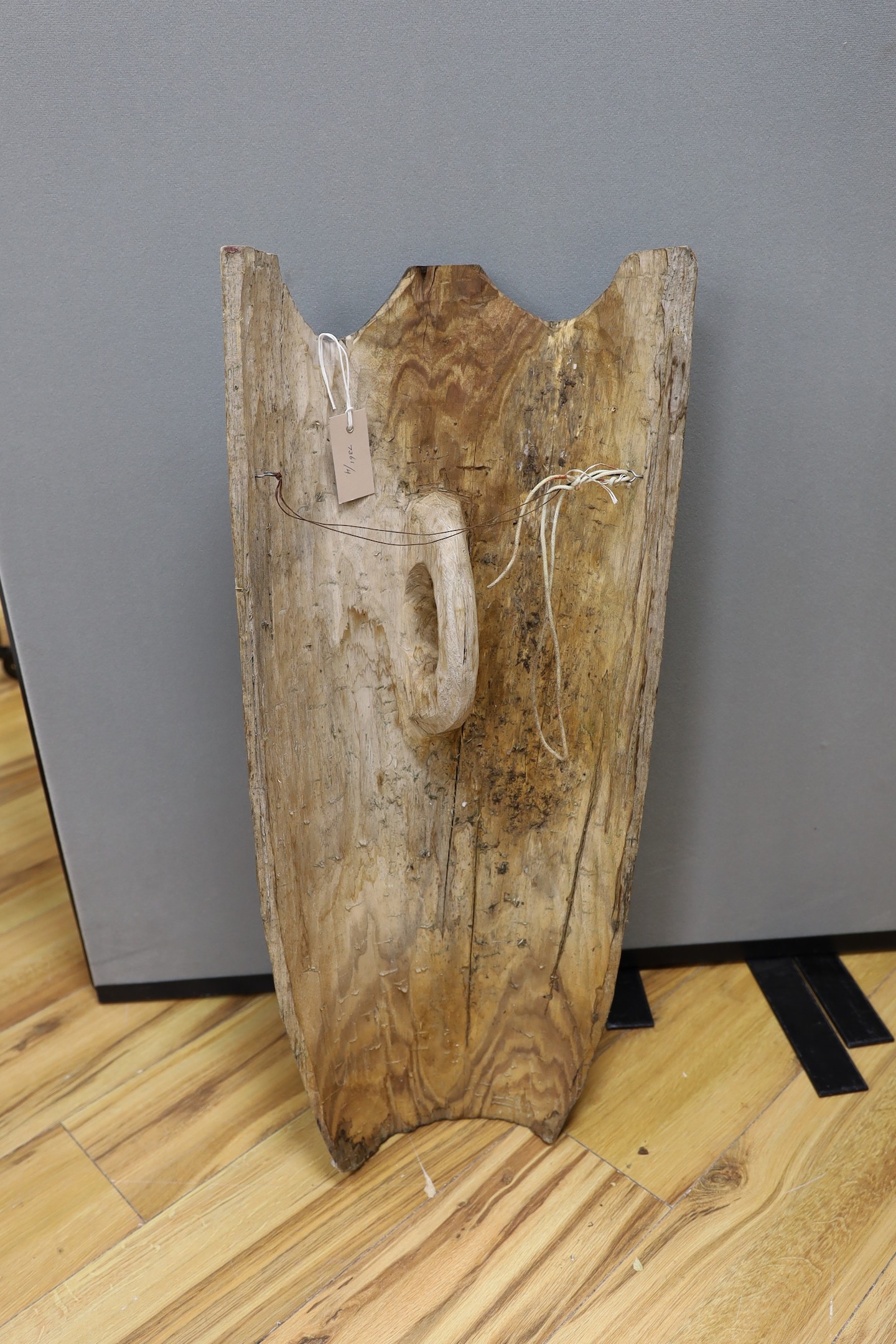 A Tasmanian carved wood shield, 77cm